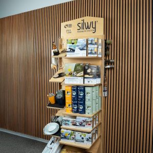 Silwy Magnet Point of Purchase Display, Silwy Products, Wooden, 23.62 Inch Length X 23.62 Inch Width X 86.61 Inch Height, Brown, Large Size – POS-LA-1