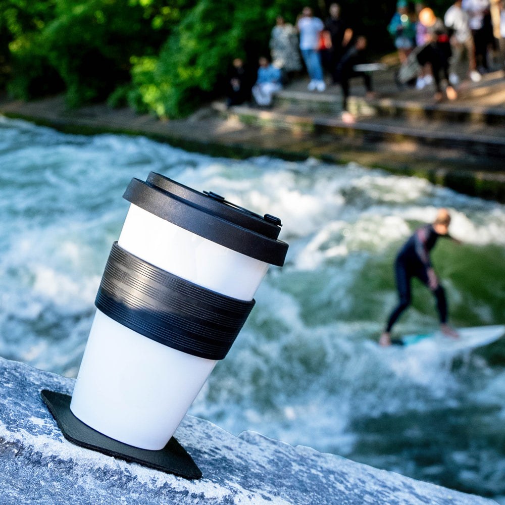 Silwy Magnet Travel Mug, To-Go-Cup, 12 Ounce Capacity, Vacuum Lid, Non Insulated, Without Handle, White, Porcelain – S038-1403-1-B