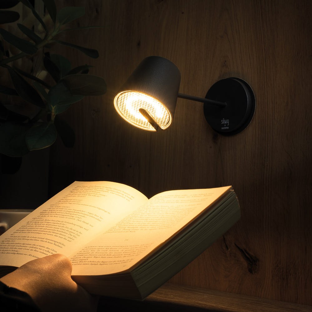 Silwy Magnet Interior Light, Portofino, Magnetic LED Light, Table/ Wall Mount, 3 Inch Diameter X 7.9 Inch Height, Black – SYSO-2024-W1