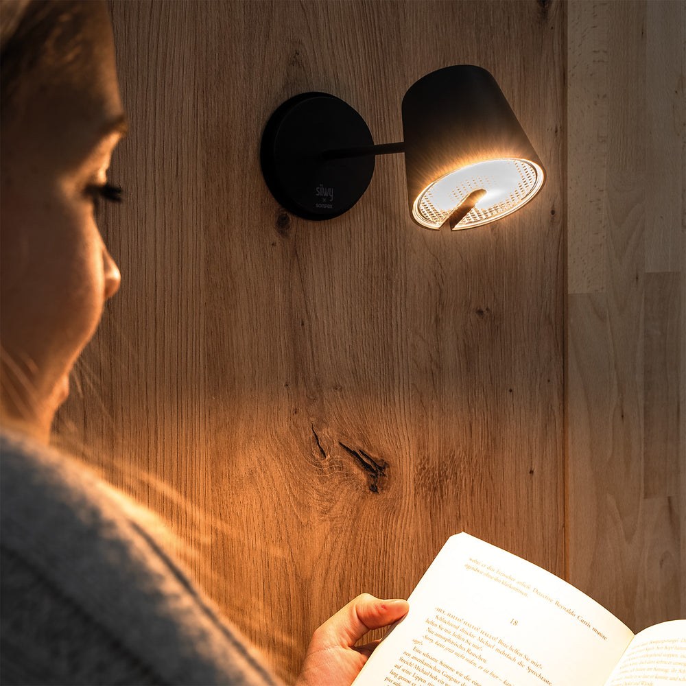 Silwy Magnet Interior Light, Portofino, Magnetic LED Light, Table/ Wall Mount, 3 Inch Diameter X 7.9 Inch Height, Black – SYSO-2024-W1