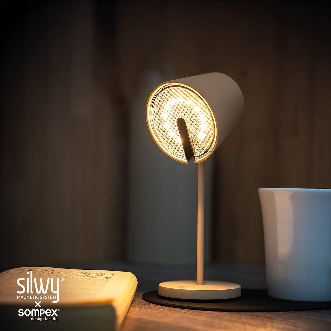 Silwy Magnet Interior Light, Portofino, Magnetic LED Light, Table/ Wall Mount, 3 Inch Diameter X 7.9 Inch Height, Sand, Battery Powered – SYSO-2024-W4