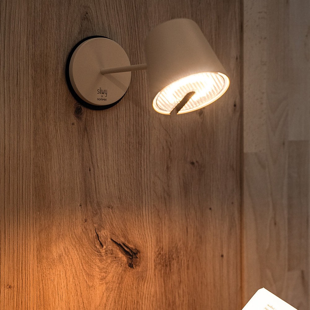 Silwy Magnet Interior Light, Portofino, Magnetic LED Light, Table/ Wall Mount, 3 Inch Diameter X 7.9 Inch Height, Sand, Battery Powered – SYSO-2024-W4