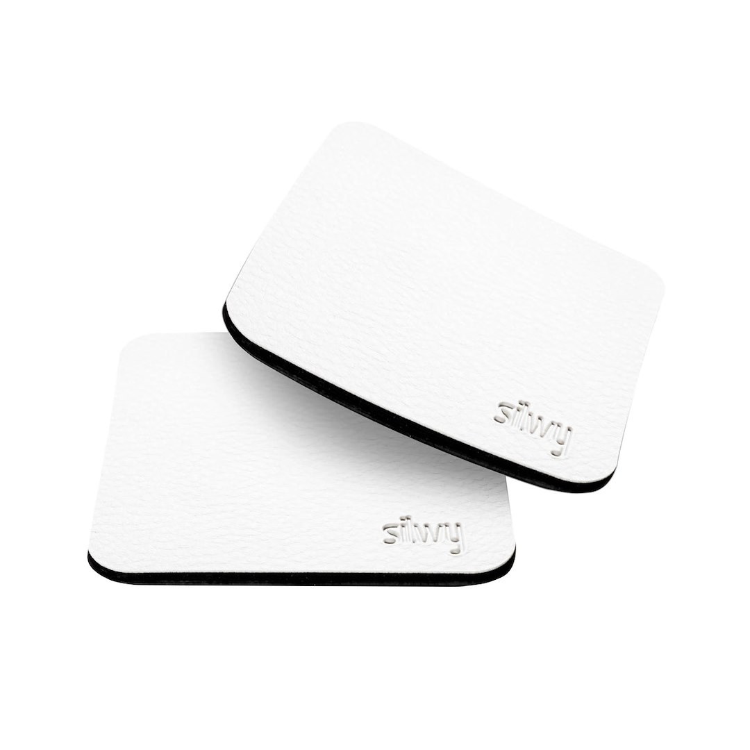 Silwy Magnet Beverage Coaster, Square, 3-1/4 Inch Length X 3-1/4 Inch Width, White, Metal Nano Gel, Without Coaster Holder – U000-QU-W-2