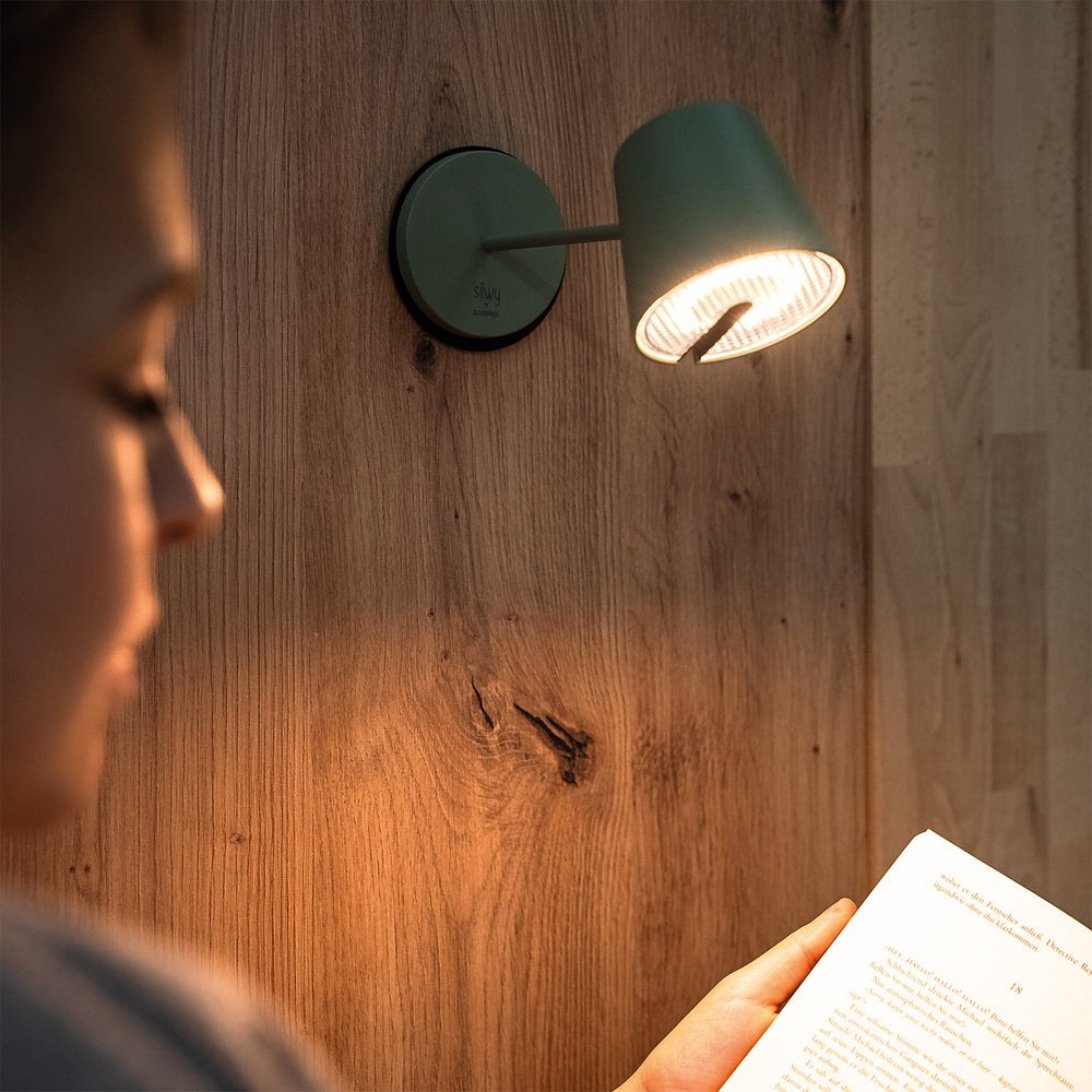 Silwy Magnet Interior Light, Portofino, Magnetic LED Light, Table/ Wall Mount, 3 Inch Diameter X 7.9 Inch Height, Olive Green – SYSO-2024-W3