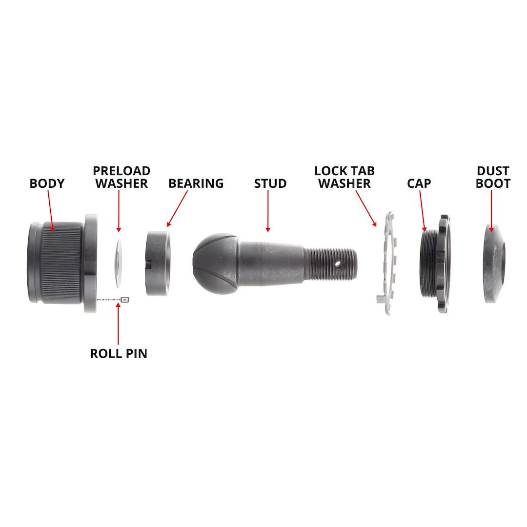 Synergy Ball Joint, Heavy Duty, Press-IN, Adjustable, Greaseable, Non-Knurled, Rebuildable, Set of 4 – 4123