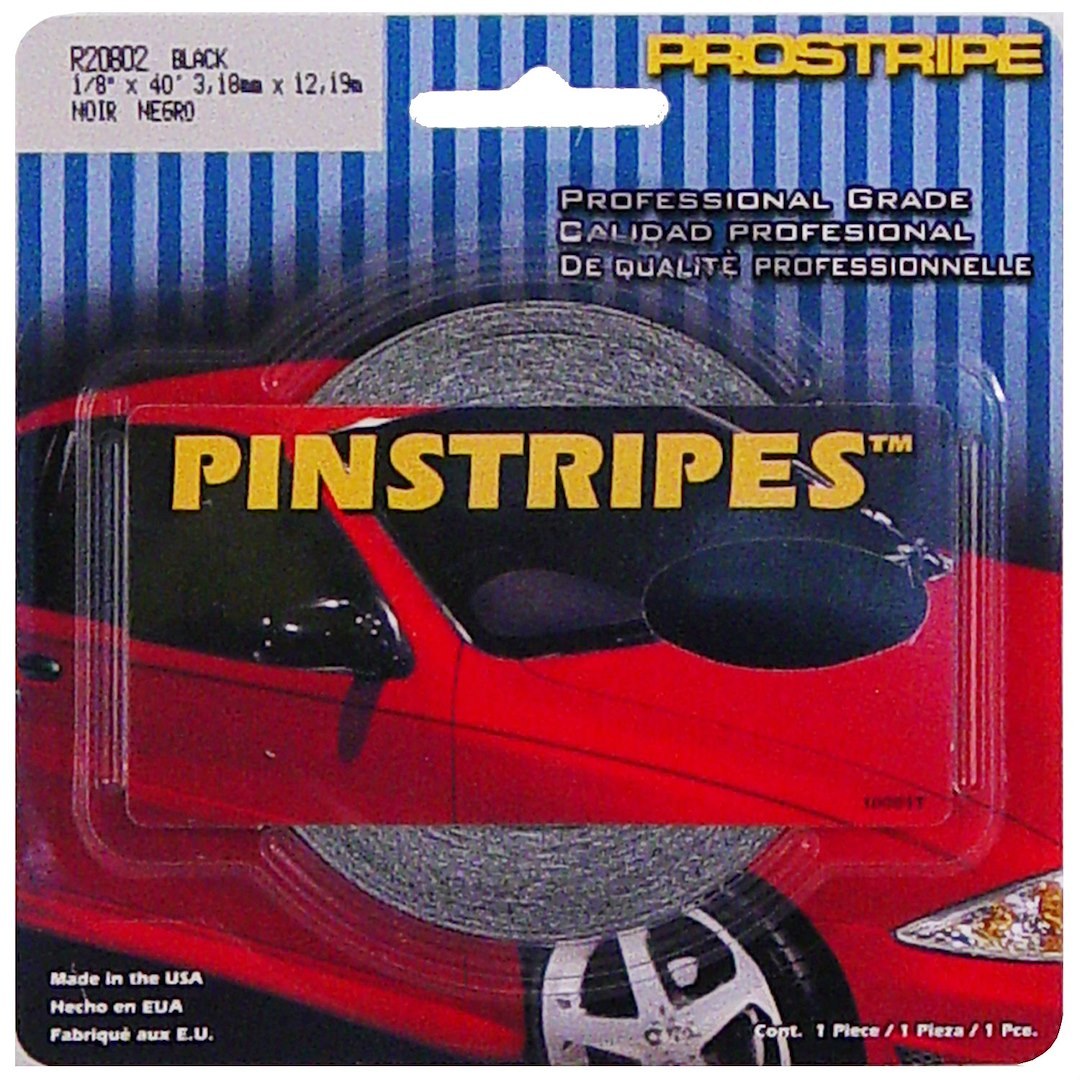 Trimbrite Pinstripe Tape, Prostripe ®, 1/8 Inch Solid Stripe, Black, 40 Foot Length – R20802