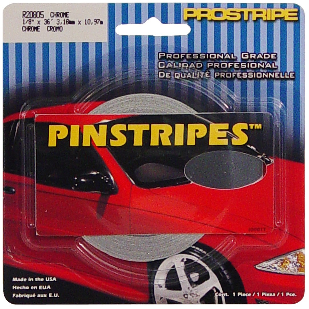 Trimbrite Pinstripe Tape, Prostripe ®, 1/8 Inch Solid Stripe, Chrome, 40 Foot Length – R20805