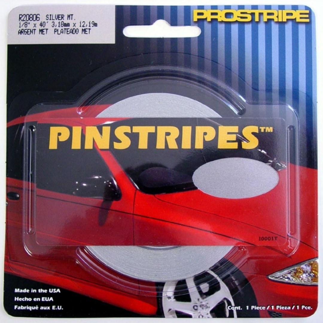 Trimbrite Pinstripe Tape, Prostripe ®, 1/8 Inch Solid Stripe, Silver Metallic, 40 Foot Length – R20806