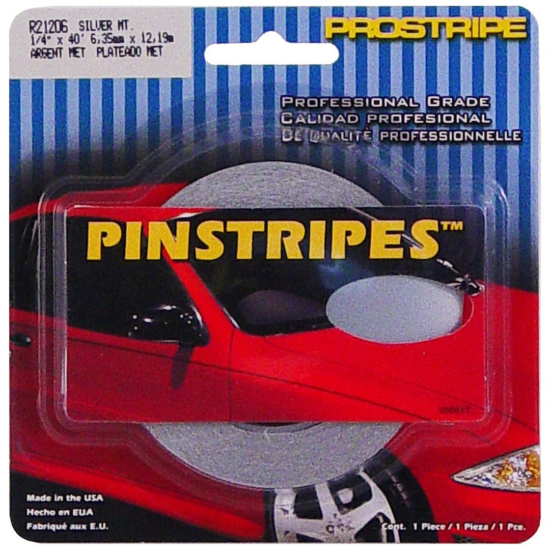 Trimbrite Pinstripe Tape, Prostripe ®, 1/4 Inch Solid Stripe, Silver Metallic, 40 Foot Length – R21206