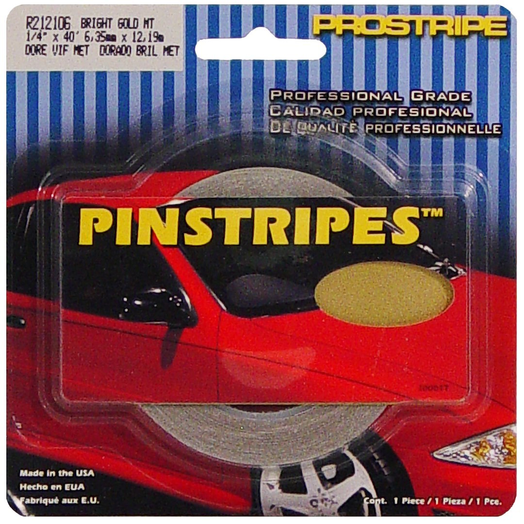 Trimbrite Pinstripe Tape, Prostripe ®, 1/4 Inch Solid Stripe, Gold Metallic, 40 Foot Length – R212106