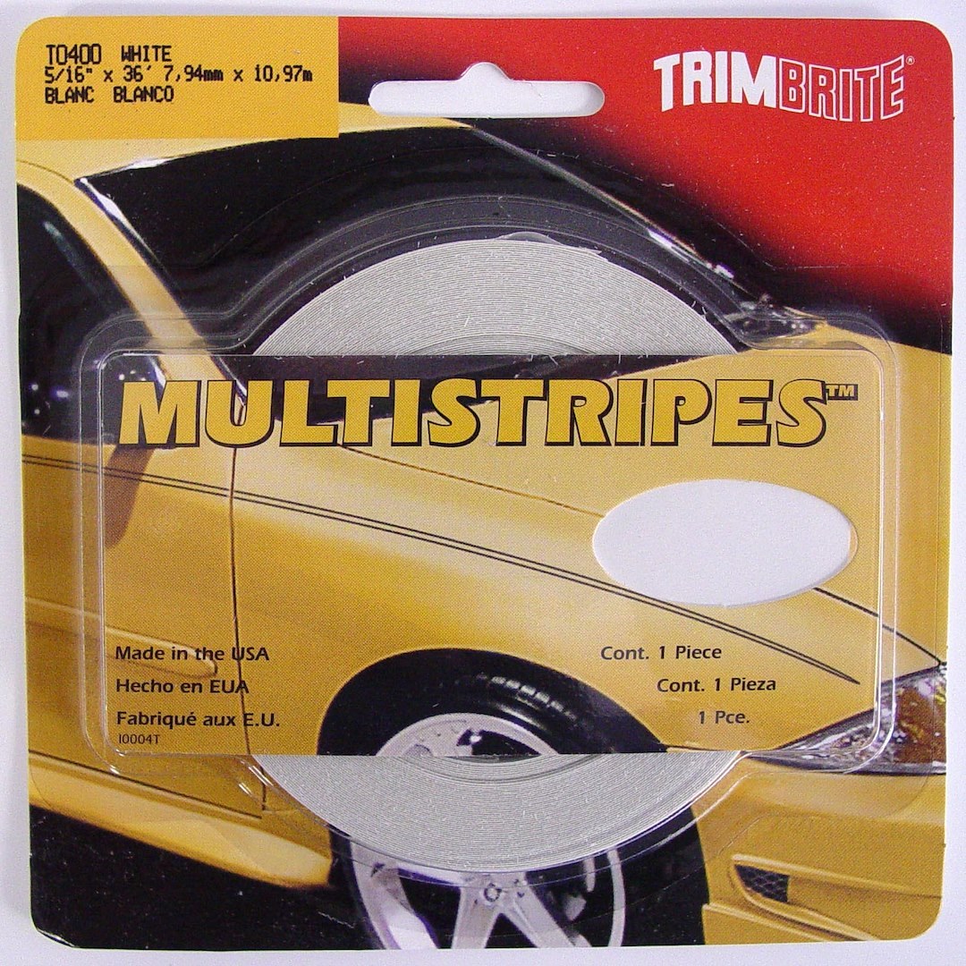 Trimbrite Pinstripe Tape, 5/16 Inch Multistripe, White, 36 Foot Length – T0400