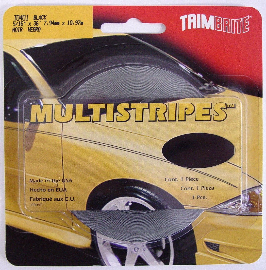 Trimbrite Pinstripe Tape, 5/16 Inch Multistripe, Black, 36 Foot Length – T0401