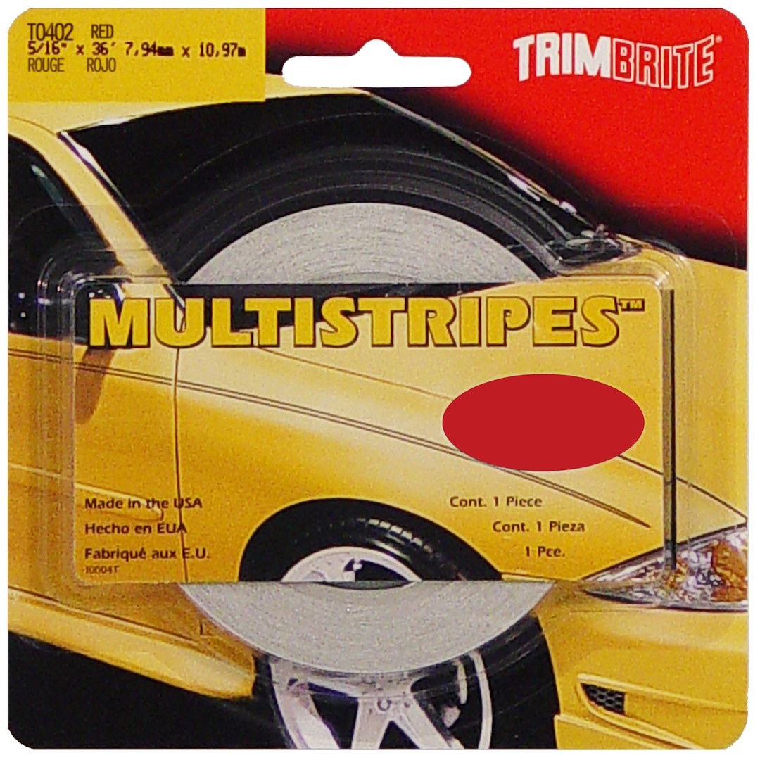 Trimbrite Pinstripe Tape, 5/16 Inch Multistripe, Red, 36 Foot Length – T0402