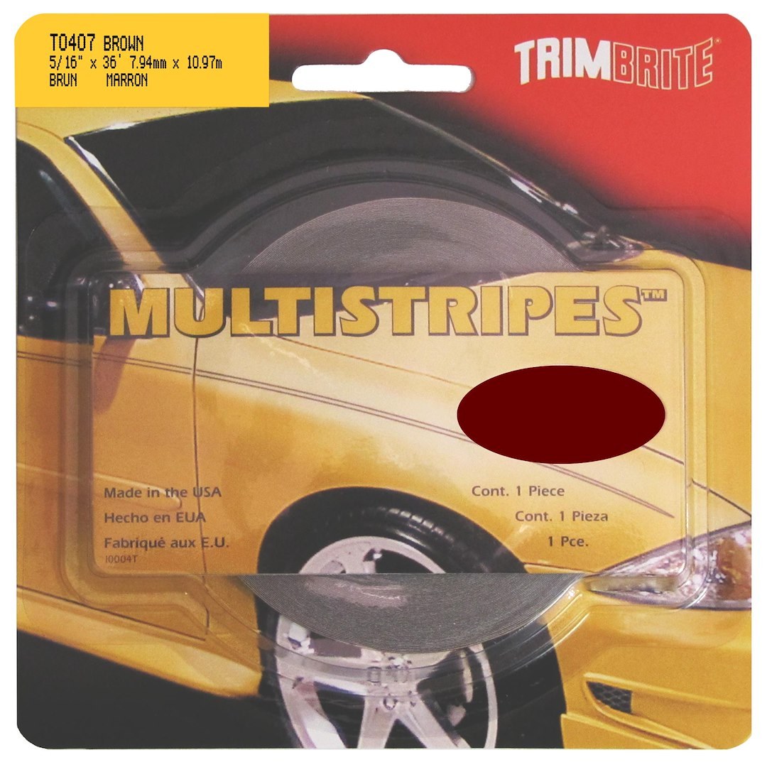 Trimbrite Pinstripe Tape, 5/16 Inch Multistripe, Brown, 36 Foot Length – T0407