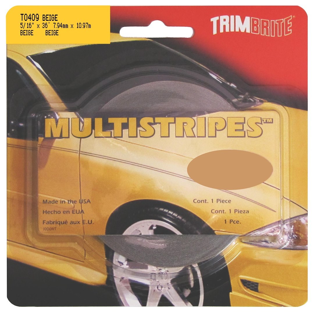 Trimbrite Pinstripe Tape, 5/16 Inch Multistripe, Beige, 36 Foot Length – T0409