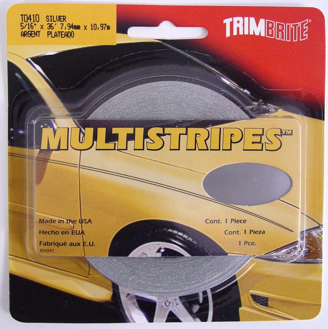 Trimbrite Pinstripe Tape, 5/16 Inch Multistripe, Silver, 36 Foot Length – T0410