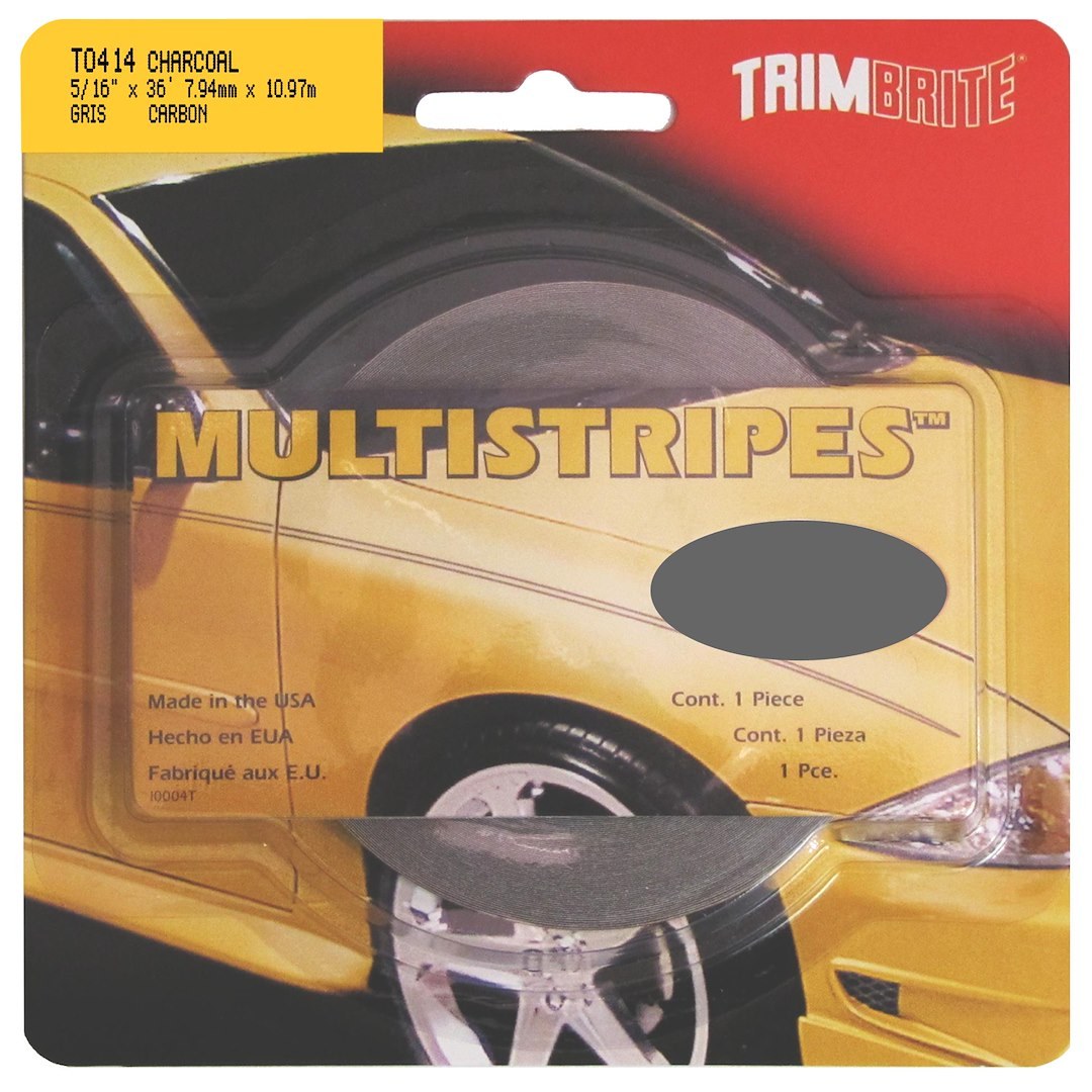 Trimbrite Pinstripe Tape, 5/16 Inch Multistripe, Charcoal Metallic, 36 Foot Length – T0414