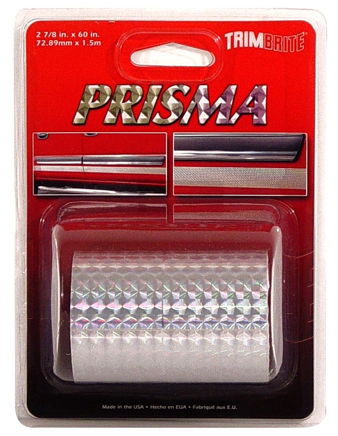 Trimbrite Pinstripe Tape, Prisma, 3 Inch Chrome Stripe, 5 Foot Length – T0926