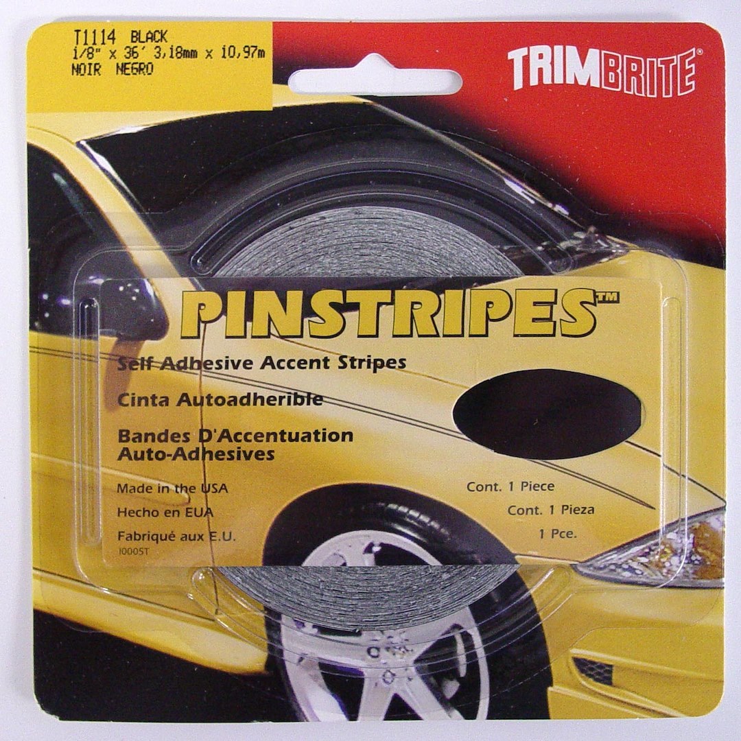 Trimbrite Pinstripe Tape, 1/8 Inch Solid Stripe, Black, 36 Foot Length – T1114