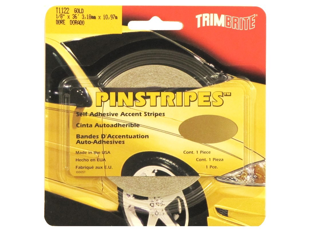 Trimbrite Pinstripe Tape, 1/8 Inch Solid Stripe, Gold, 36 Foot Length – T1122