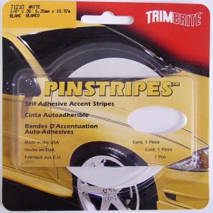 Trimbrite Pinstripe Tape, 1/4 Inch Pinstripe, White, 36 Foot Length – T1210