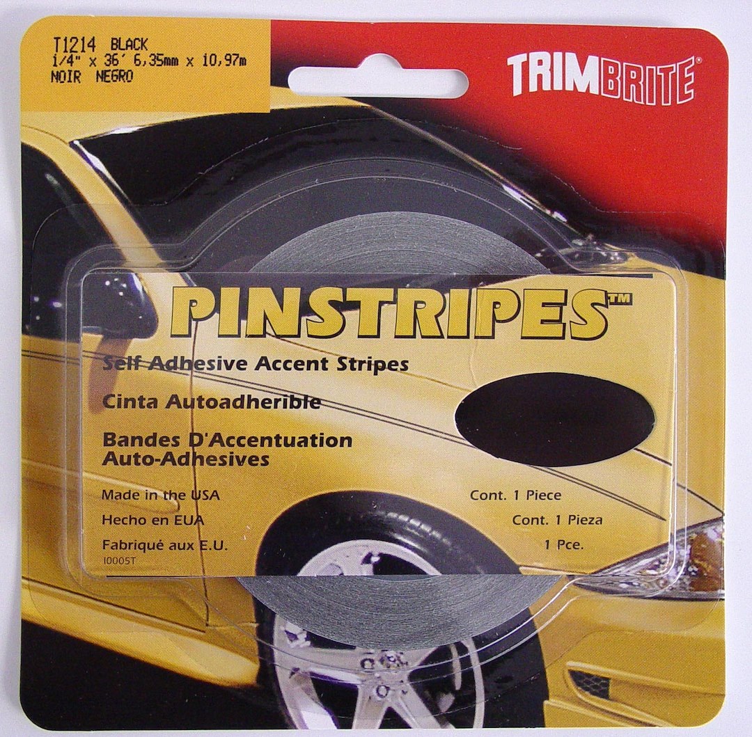 Trimbrite Pinstripe Tape, 1/4 Inch Pinstripe, Black, 36 Foot Length – T1214