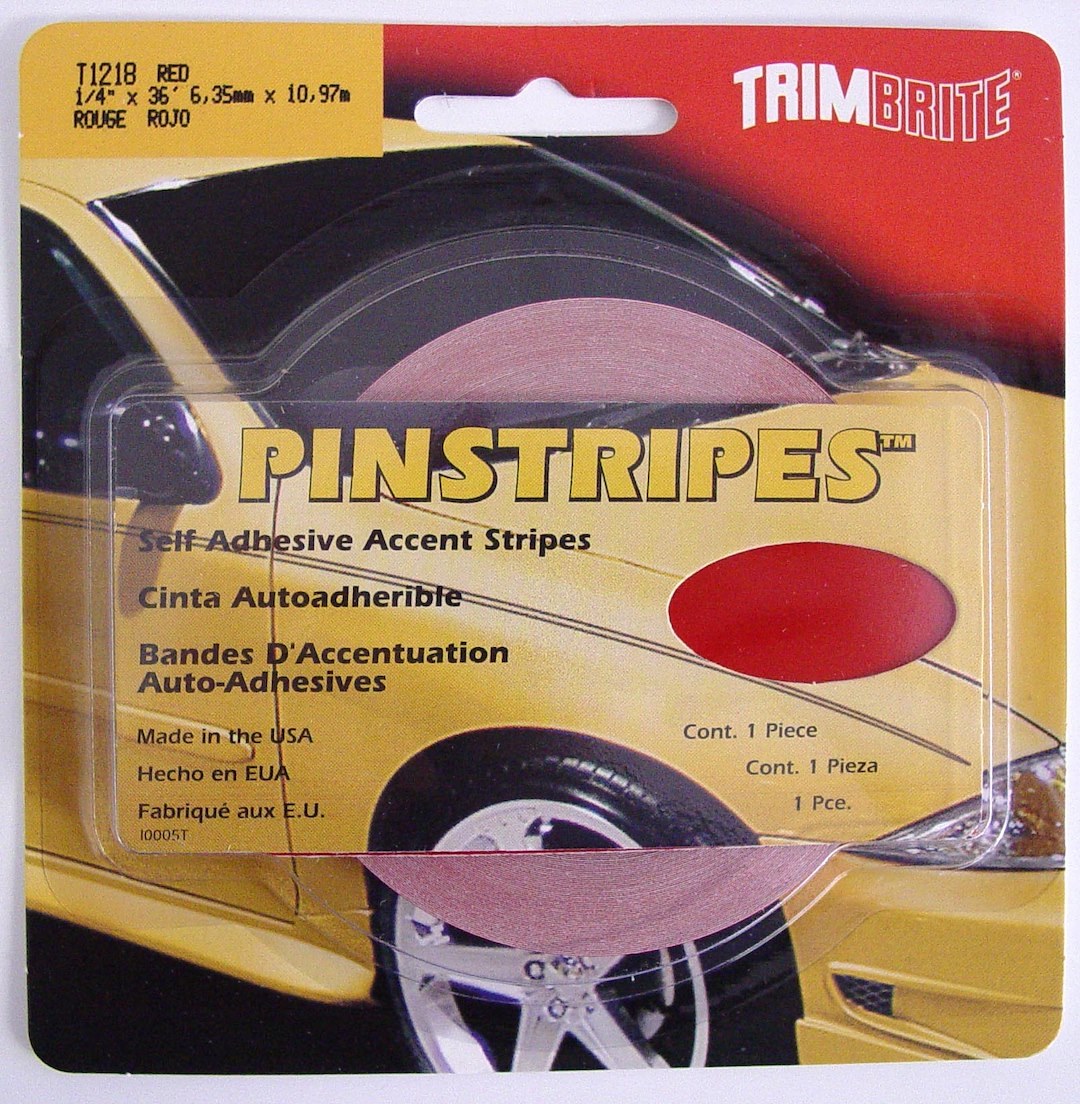 Trimbrite Pinstripe Tape, 1/4 Inch Pinstripe, Red, 36 Foot Length – T1218