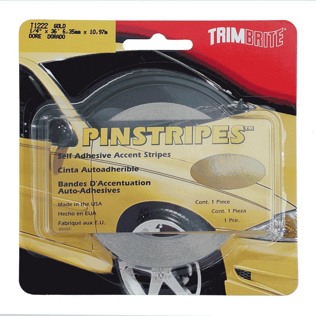 Trimbrite Pinstripe Tape, 1/4 Inch Pinstripe, Gold, 36 Foot Length – T1222