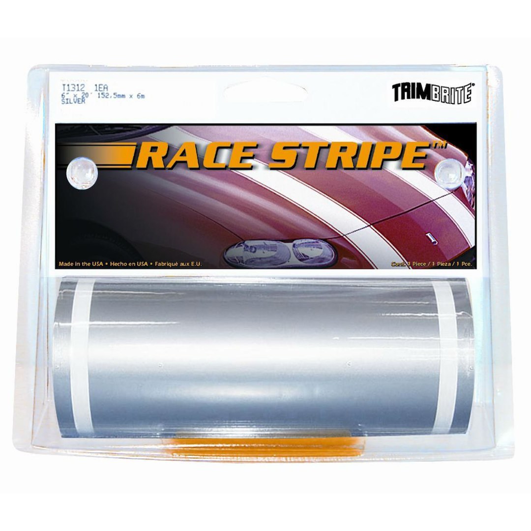 Trimbrite Stripe Kit, Race Stripe ™, Silver, 6 Inch Width X 20 Foot Length – T1312