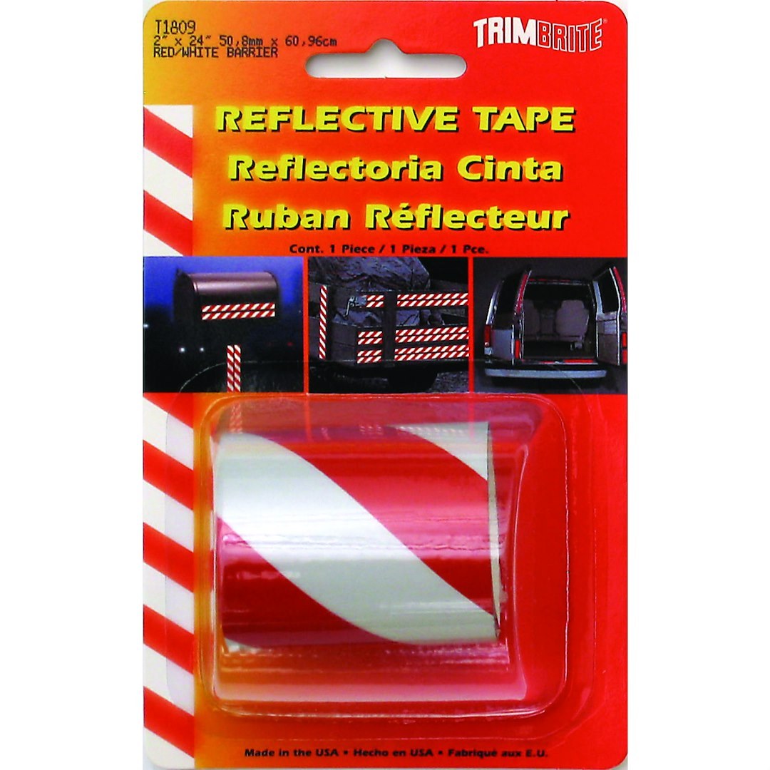 Trimbrite Reflective Tape, Light Reflective, 24 Inch Length 2 Inch Width, Red White, Reflective Vinyl – T1809