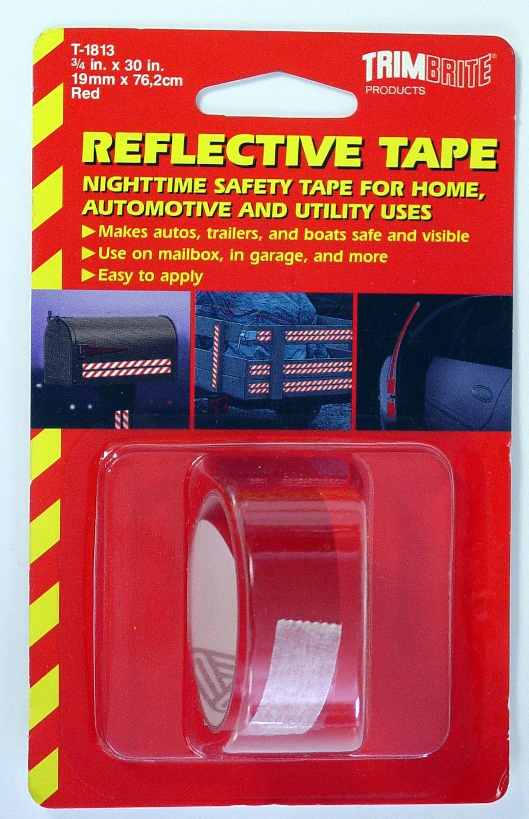 Trimbrite Reflective Tape, Light Reflective, 30 Inch Roll 3/4 Inch Width, Red, Reflective Vinyl – T1813
