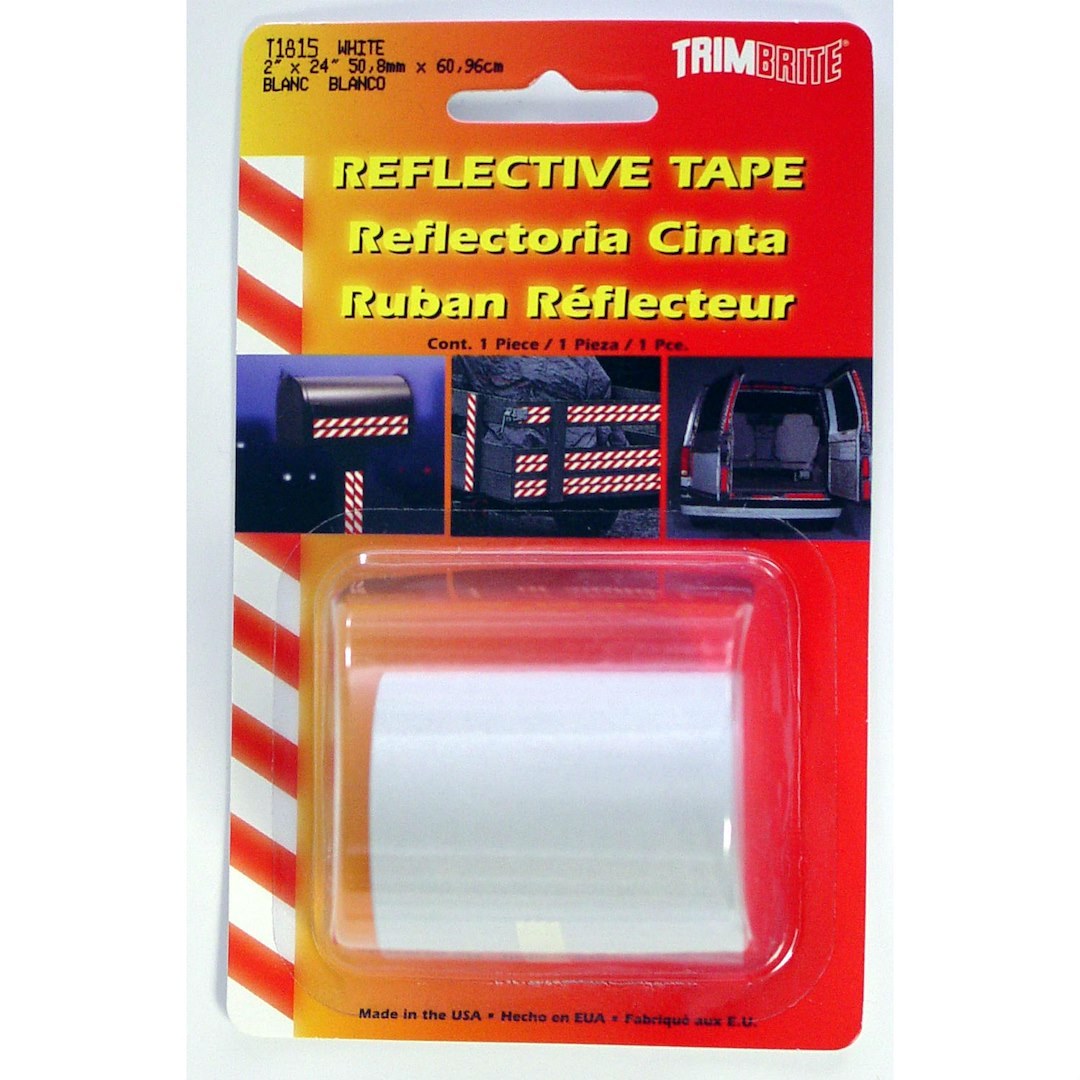 Trimbrite Reflective Tape, Light Reflective, 24 Inch Length 2 Inch Width, White, Reflective Vinyl – T1815