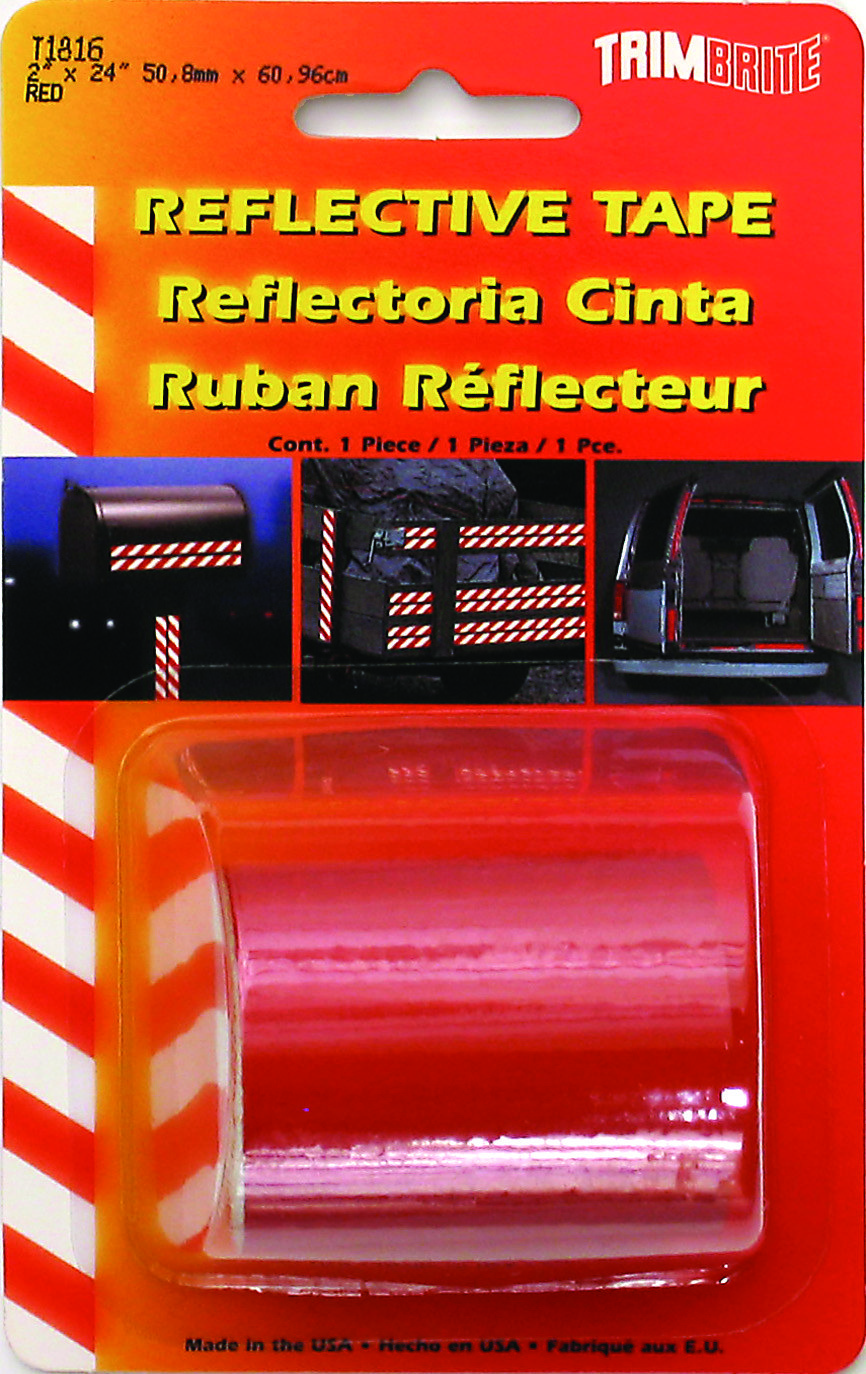 Trimbrite Reflective Tape, Light Reflective, 24 Inch Length 2 Inch Width, Red, Reflective Vinyl – T1816