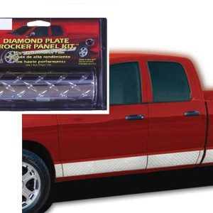 Trimbrite Rocker Panel Molding, Diamond Plate Rocker Panel Kit ™, 5 7/8 Inch X 14 Foot Roll, Silver Chrome, Diamond Plate Vinyl – T1840