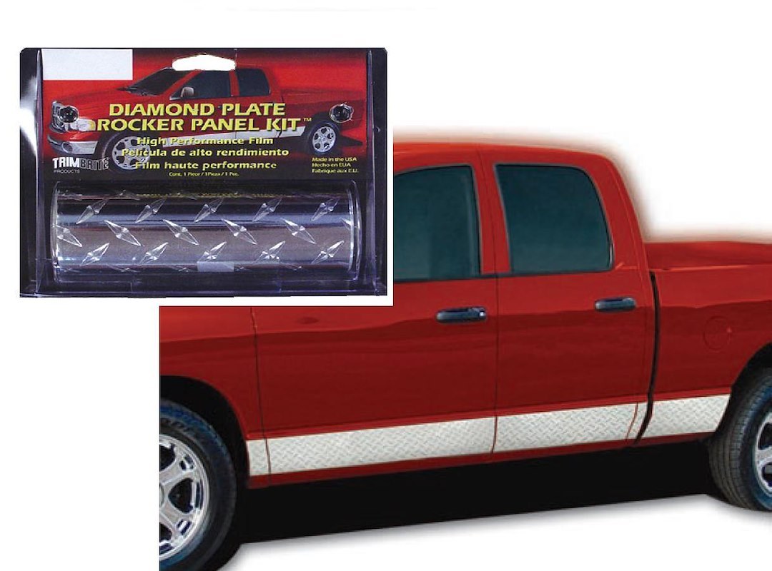 Trimbrite Rocker Panel Molding, Diamond Plate Rocker Panel Kit ™, 5 7/8 Inch X 14 Foot Roll, Silver Chrome, Diamond Plate Vinyl – T1840