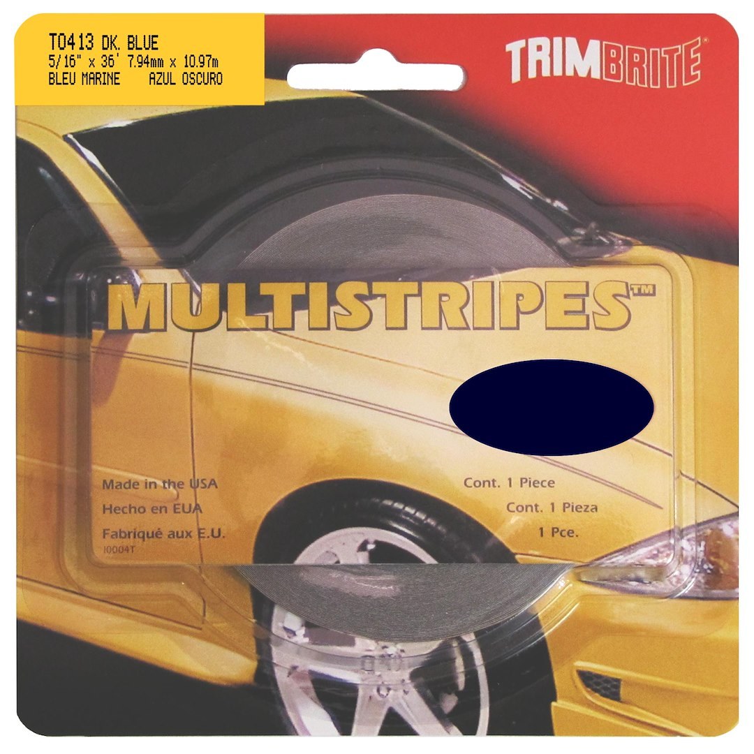 Trimbrite Pinstripe Tape, 5/16 Inch Multistripe, Dark Blue, 36 Foot Length – T1856