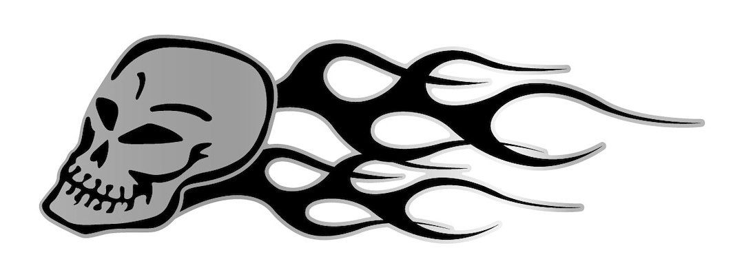 Trimbrite Decal, Steel Effects ™, Skull Set, Chrome Black, Vinyl, 2.4 Inch X 11.25 Inch – T1952