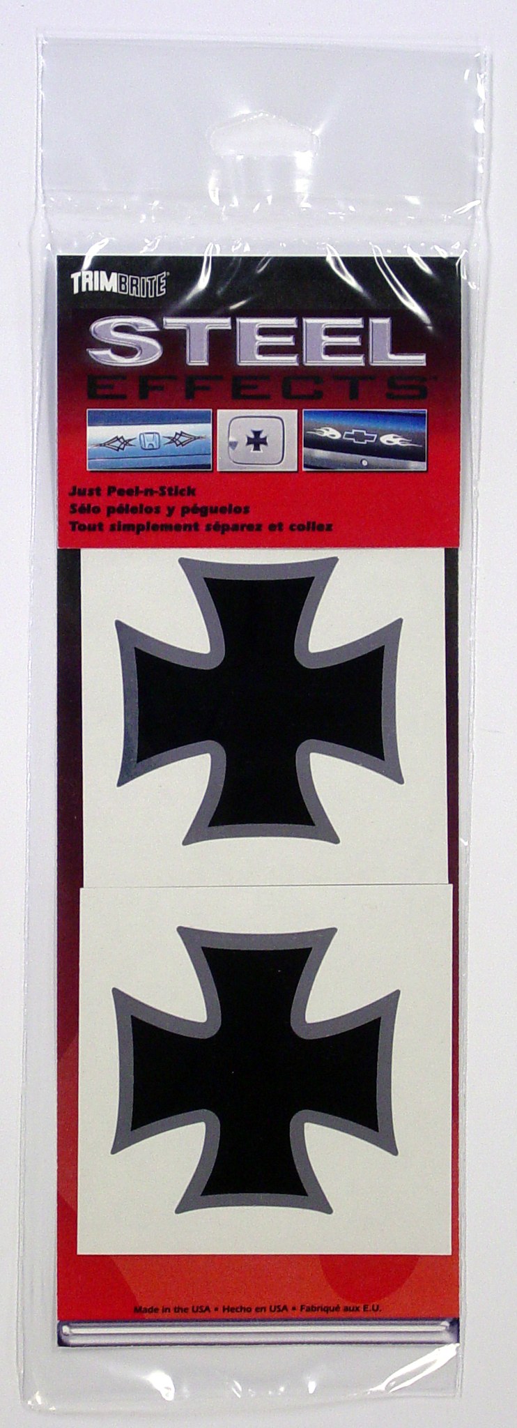 Trimbrite Decal, Steel Effects ™, Iron Cross Set, Chrome Black, Vinyl, 4 Inch X 11.25 Inch – T1953
