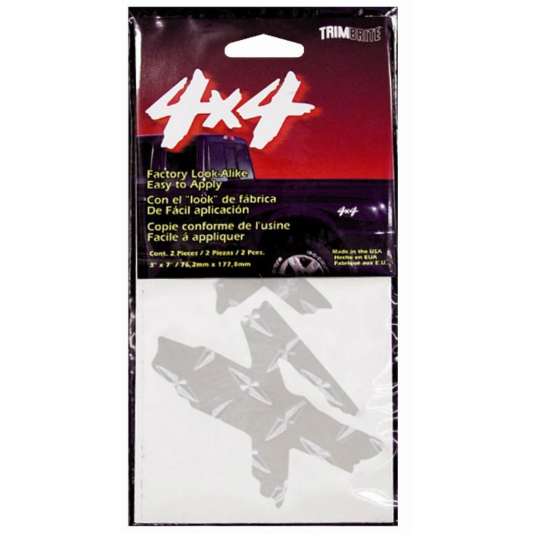 Trimbrite Body Graphics, 4 X 4 Diamond Plate Chrome, Two 3 Inch X 7 Inch Graphics – T4445