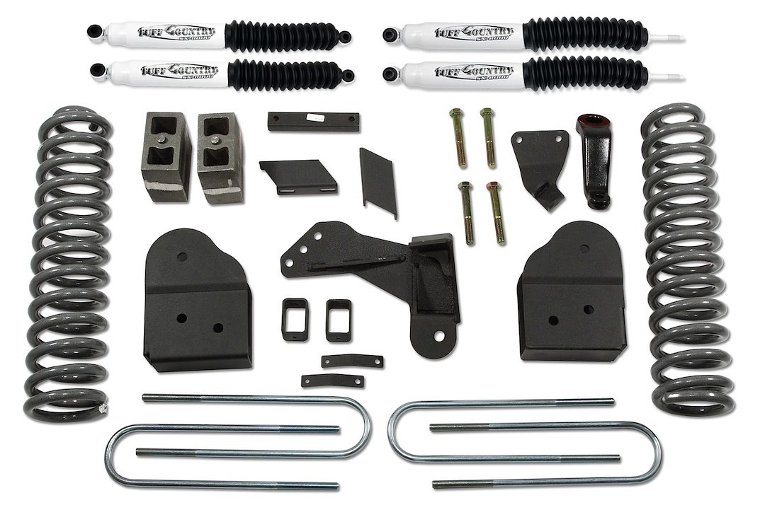 Tuff Country Lift Kit Suspension, SX8000, 4 Inch Front Lift, 3 Inch Rear Lift, With SX8000 Shock Absorbers IN Kit, Black Components – 24995KN