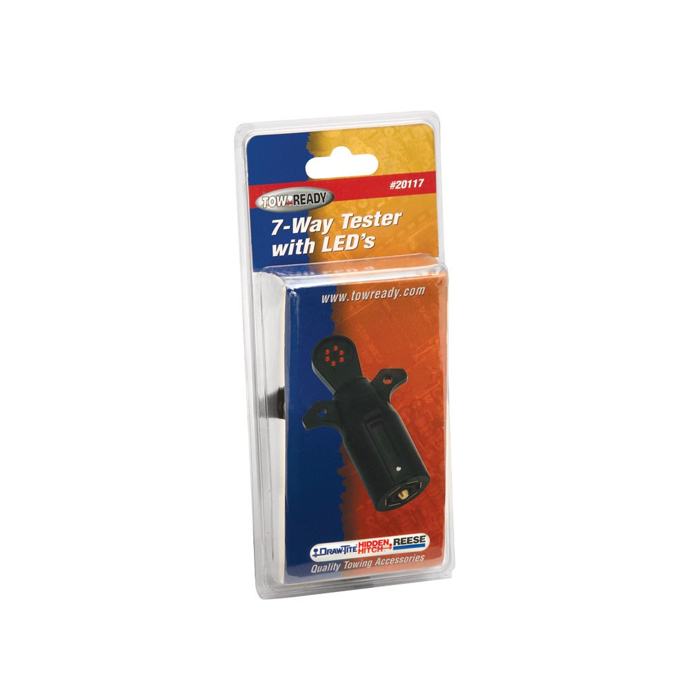 Tow Ready Trailer Wiring Circuit Tester, 7-WAY Flat Pin Car End Tester with LED Display – 20117