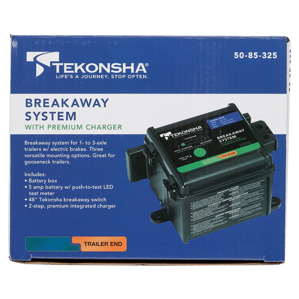 Tekonsha Trailer Breakaway System Kit, Brake Control, Breakaway System for 1 to 3 Axle Trailers with Electric Brakes – 50-85-325