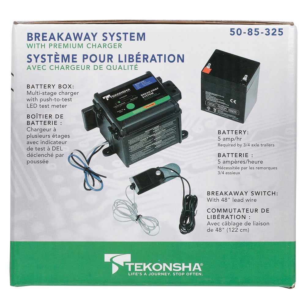 Tekonsha Trailer Breakaway System Kit, Brake Control, Breakaway System for 1 to 3 Axle Trailers with Electric Brakes – 50-85-325