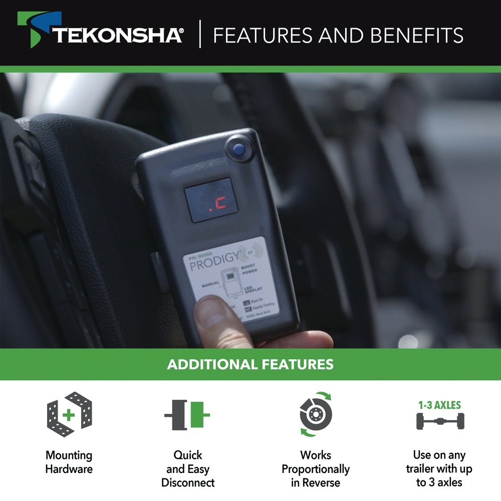 Tekonsha Trailer Brake Control, Prodigy ® Rf Brake Control, Proportional, For Up to 6 Trailer Brakes, Fully Functional IN Reverse – 902503