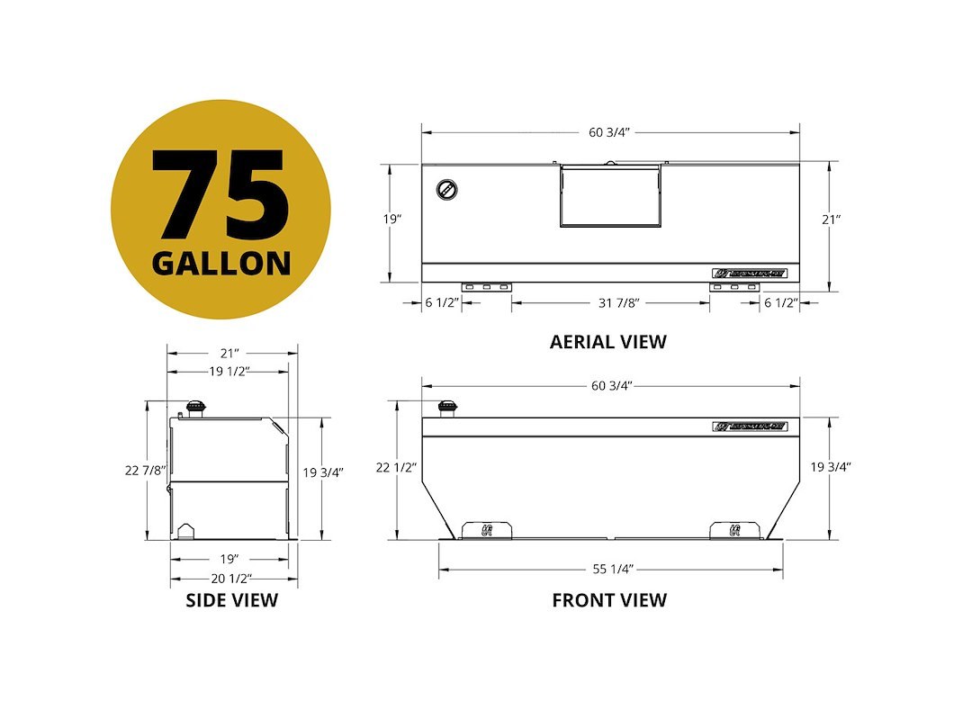 Transfer Flw Auxiliary Fuel Tank, Trax 4 ™, DOT Approved for Direct Feed Into OEM Fuel Tank, Diesel, 75 Gallon Capacity, Rectangle – 0800116755