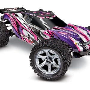 Traxxas Remote Control Vehicle, Rustler ® Vxl, Stadium Truck, 1/10 Scale, 4WD, Velineon ® 3500 Brushless Motor – 67076-4-PINK