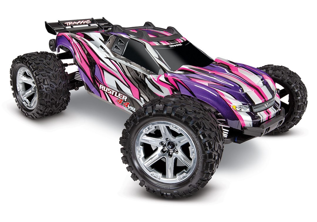 Traxxas Remote Control Vehicle, Rustler ® Vxl, Stadium Truck, 1/10 Scale, 4WD, Velineon ® 3500 Brushless Motor – 67076-4-PINK