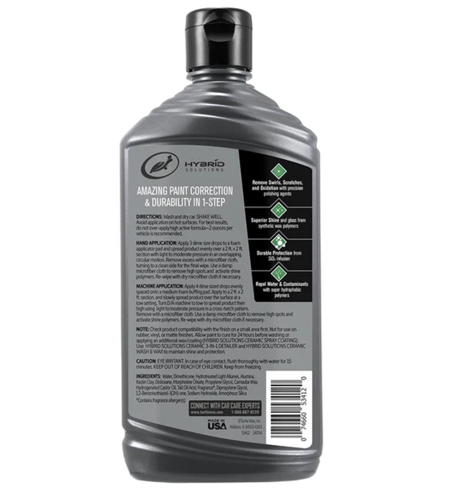 Turtlewax Polishing Compound, Hybrid Solutions, Use to Remove Moderate Scratches/ Oxidation and Swirl Marks, Liquid, 14 Ounce Bottle, Single – 53412