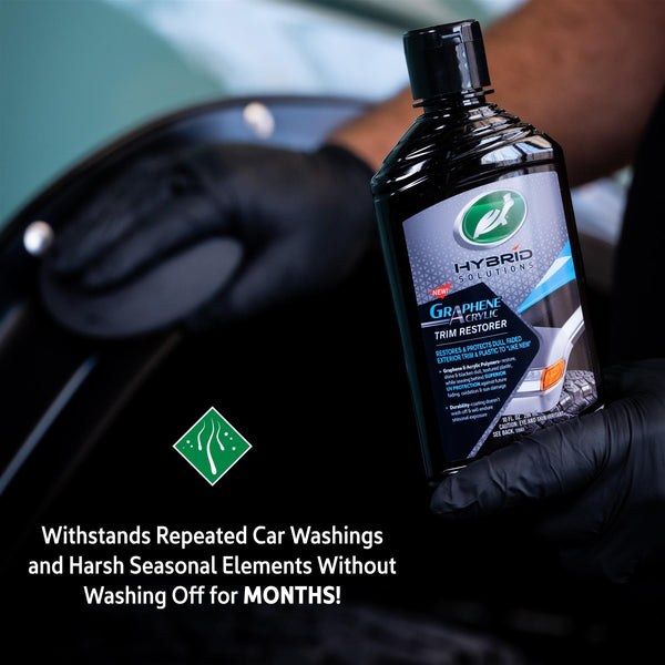 Turtlewax Trim Restorer, Hybrid Solutions, Use to Restore and Protect Dull/ Faded Exterior Trim and Plastic, Liquid, 10 Ounce, Bottle – 53838