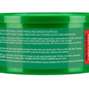 Turtlewax Rubbing Compound, Renew Rx ™, Cleans Dull Badly Weathered Finishes, Paste, White, 10.5 Ounce Can, Single – T230A
